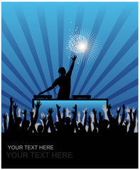 Dj cheering audience vector background