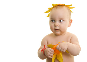 Baby boy with flower