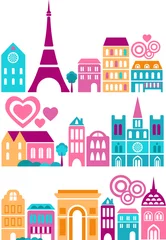 Cercles muraux Doodle Jolies silhouettes des monuments de Paris - Série des villes européennes