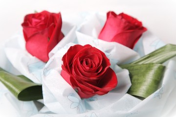 red roses in a bouquet