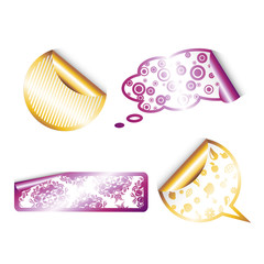 Set of golden and purple labels.