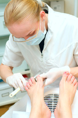 Pedicure in process