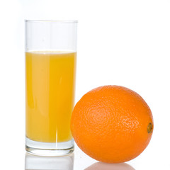 orange juice and orange isolated on white