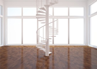 bright empty room with stair