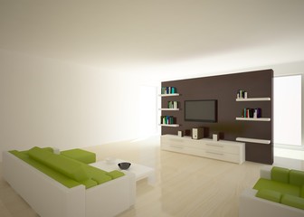 modern interior with colored furniture