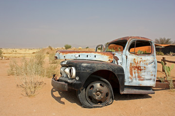 Old car in Namibian desert