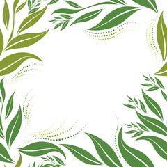 Seamless green floral pattern with leafs
