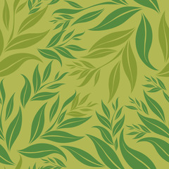Seamless green floral pattern with leafs