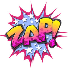 A Zap Comic Book Illustration Isolated on  White Background