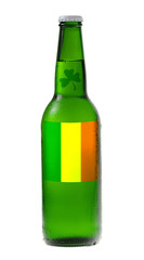 Green beer with Irish flag for St Patrick's Day