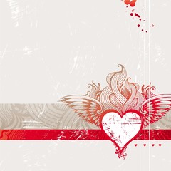 Vintage hand drawn flaming winged heart © sergo77