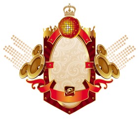 Musical heraldic shield with loudspeakers
