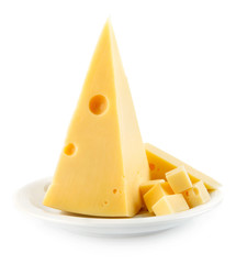 half yellow cheese isolated on white