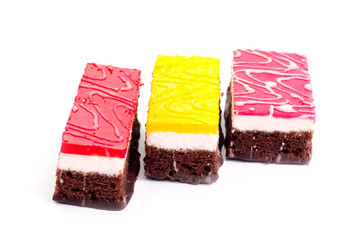 Pieces of chocolate cake