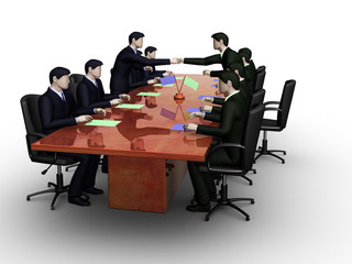 Fototapeta na wymiar Two group of businessmans on informal business meeting