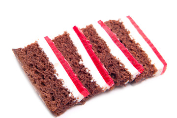 Slices of chocolate cake