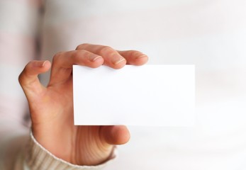 hand and blank paper with copyspace