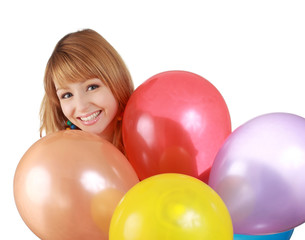 Fototapeta na wymiar girl behing air balloon