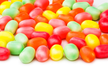 Various jelly beans isolated on the white background
