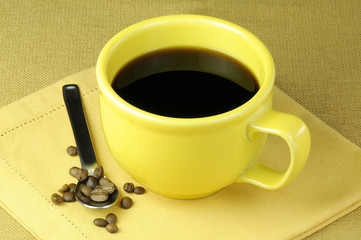 coffee in a yellow cup
