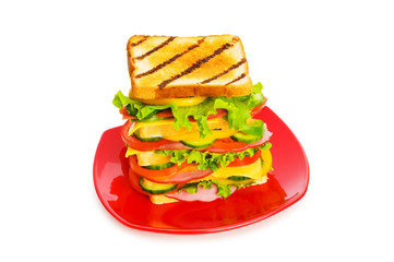 Giant sandwich isolated on the white background