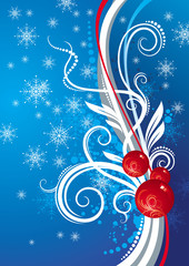 Blue background with Christmas toys