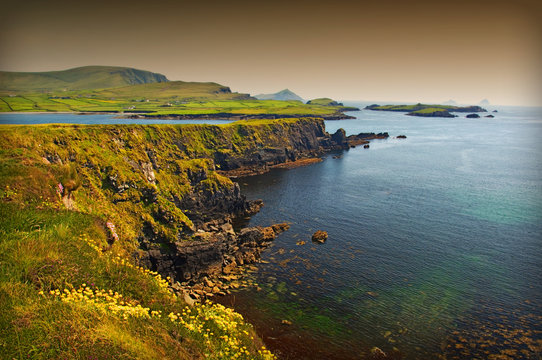 beautiful breathtaking vibrant  irish scenic coastal seascape