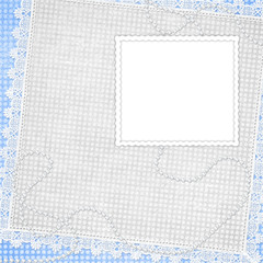 Card for invitation or congratulation with white laces on the ab