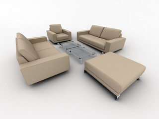 Isolated modern furniture on white background. 3d image.