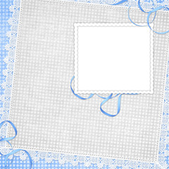 Card for invitation or congratulation with white laces on the ab