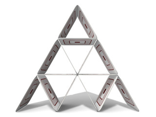 Pyramid built with paperboards