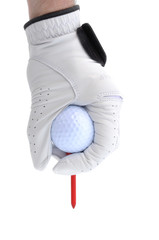 Golfer Teeing Up a Golf Ball