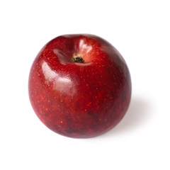 Ripe red apple isolated on white background close up (path inclu