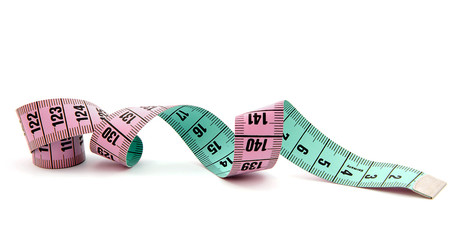 colorful measure tape over white background