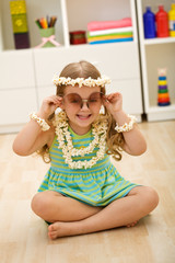 Little girl playing popcorn princess