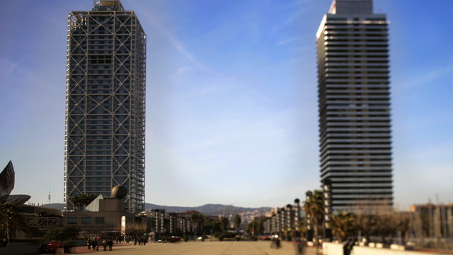 two skyscrapers in barcelona