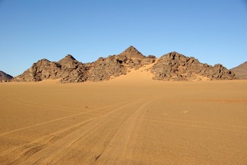 Fototapeta na wymiar Śled¼ na pustyni w Libii