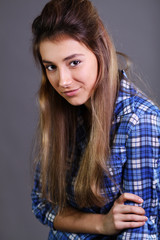 Fototapeta premium Portrait of the sad model with beautiful hair