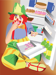 clown eating cupcake vector