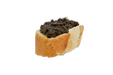 black caviar on white background. Isolated object