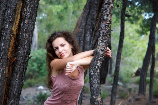 Outdoor portrait of beautiful young woman