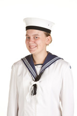 young sailor isolated white background