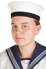 young sailor isolated white background