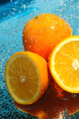 Fototapeta na wymiar beauty fresh orange in water