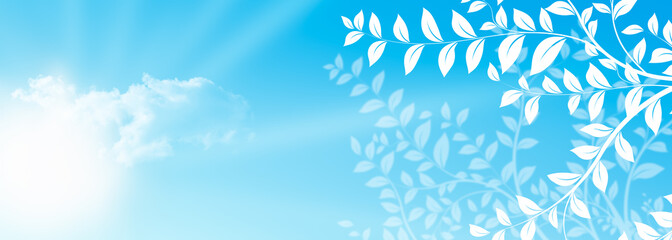 Fototapeta na wymiar nature au printemps avec ciel bleu - bannière horizontale