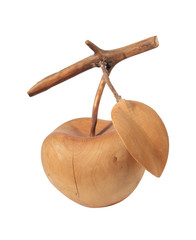 Wooden apple from a juniper, is isolated on a white background