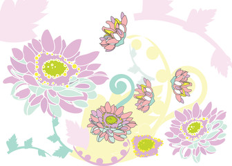 Fototapeta premium FLoral border with asters