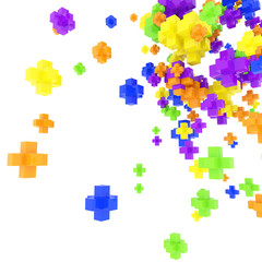 Colored pluses on white