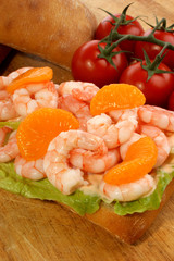 some fresh organic prawns on toast