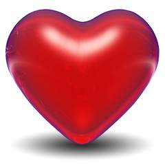 High resolution red 3D glass heart